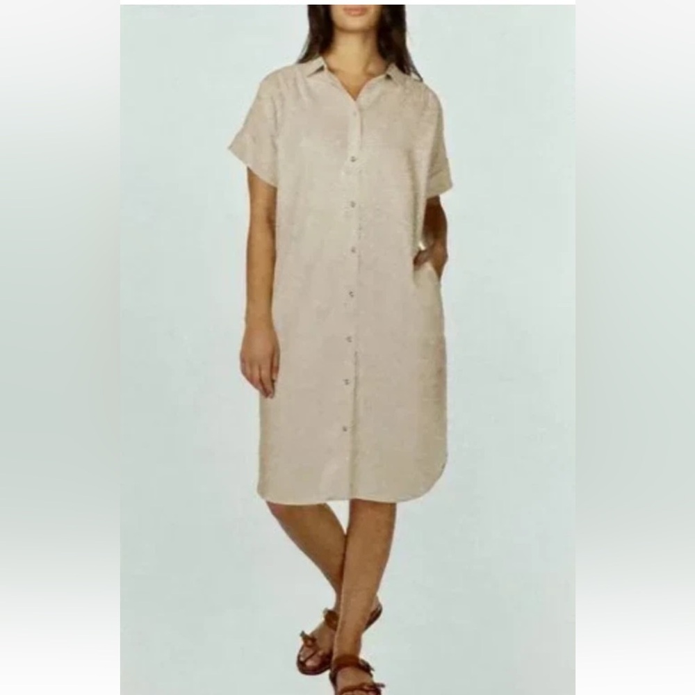 Well Worn Linen khaki Shirt Dress